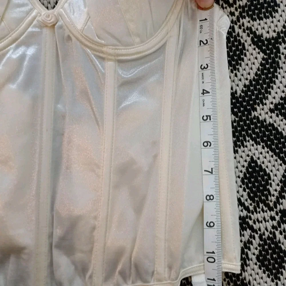 Vtg NOS Corset Bustier With Garters Ivory‎ Empire Intimates Sexy Boudoir 34A